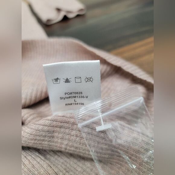 All Row Ribbed Knit Sweater Dress L | Mauve Midi Wool Cozy Soft Tie Waist NWOT - Picture 9 of 10